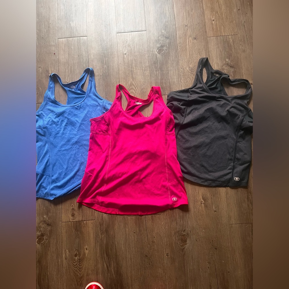 Women's Racerback Tank Top Set - Blue, Pink, and Black